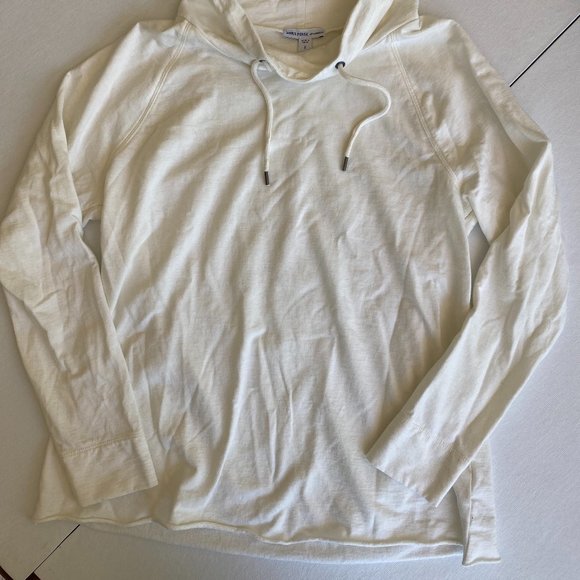 James Perse White Drawstring Funnel-Neck Hooded Sweatshirt Size 0 - Picture 10 of 10